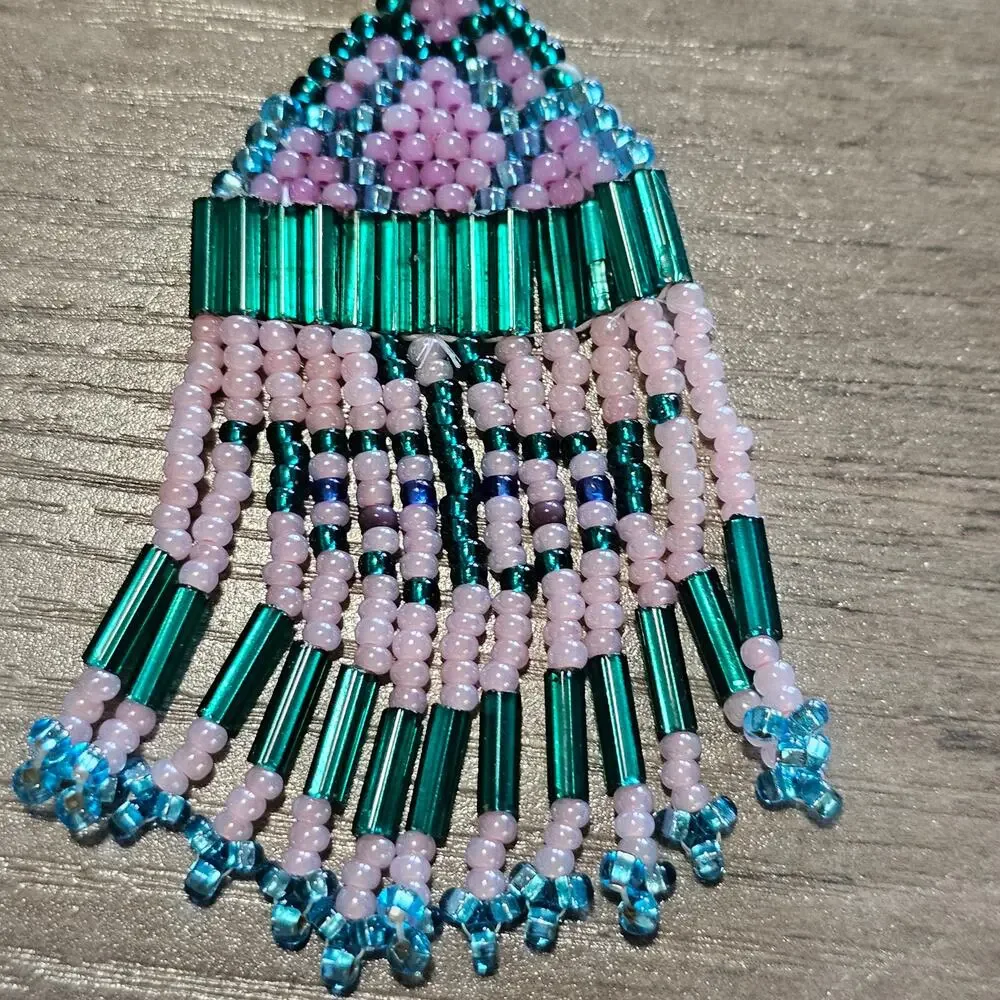 Boho Southwestern Butterfly Seed Bead Fringed Dangle Earrings